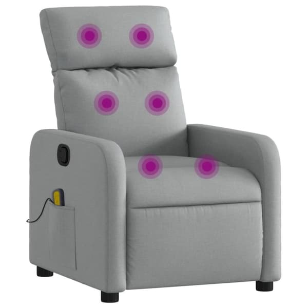 vidaXL Massagefåtölj ljusgrå tyg