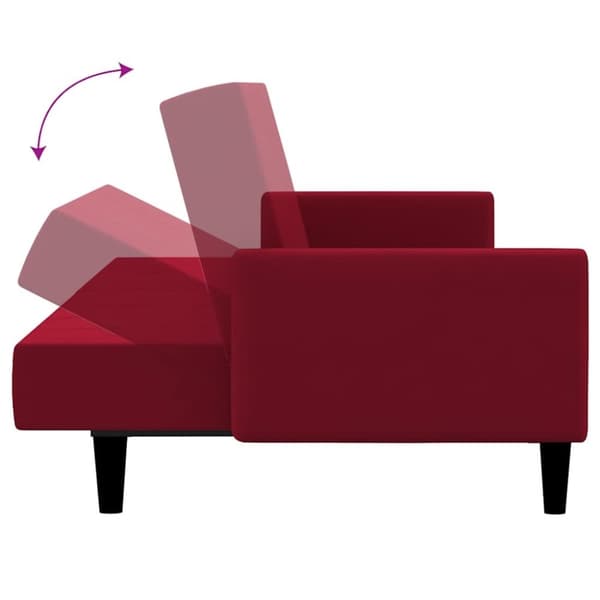 vidaXL Bäddsoffa 2-sits vinröd sammet