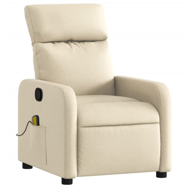 vidaXL Massagefåtölj gräddvit tyg