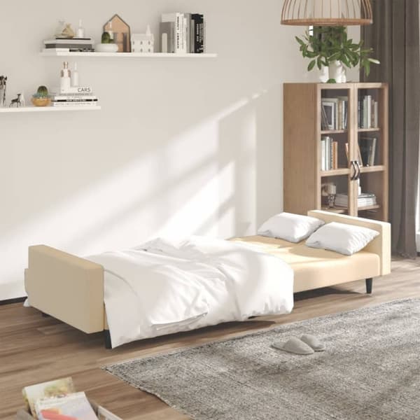 vidaXL 2-personers sovesofa fløjl cremefarvet