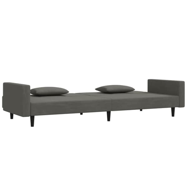 vidaXL Bäddsoffa 2-sits med två kuddar mörkgrå sammet