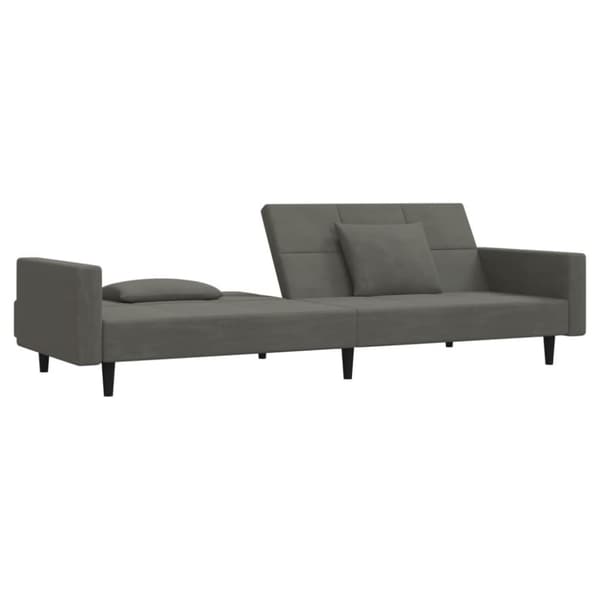 vidaXL Bäddsoffa 2-sits med två kuddar mörkgrå sammet