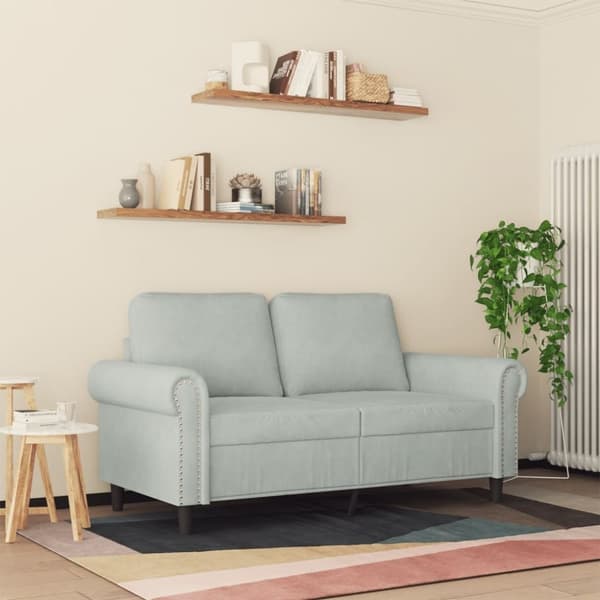 vidaXL 2-personers sofa 120 cm velour lysegrå