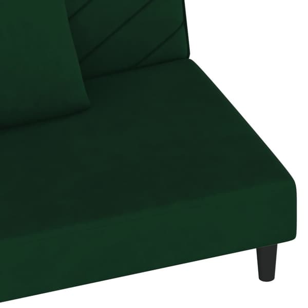 vidaXL Bäddsoffa 2-sits med två kuddar mörkgrön sammet