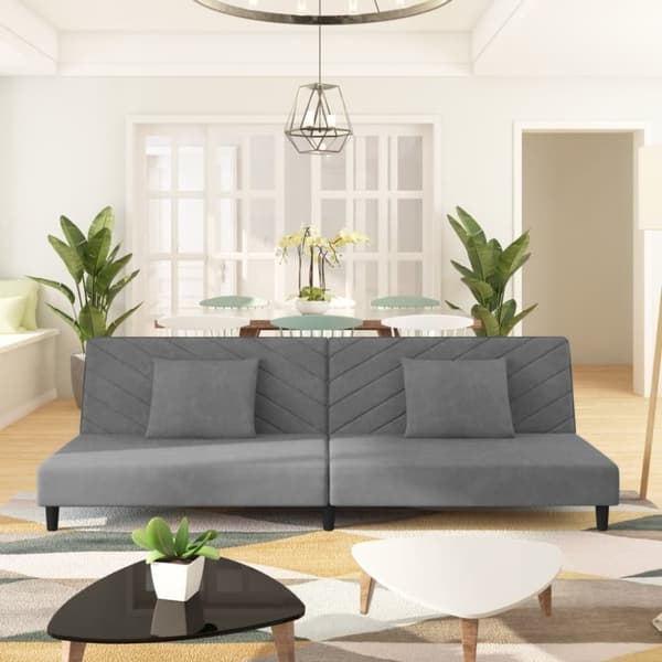 vidaXL 2-personers sovesofa med 2 puder velour lysegrå