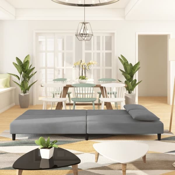 vidaXL 2-personers sovesofa med 2 puder velour lysegrå