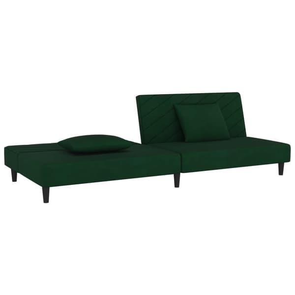 vidaXL 2-personers sovesofa med 2 puder fløjl mørkegrøn