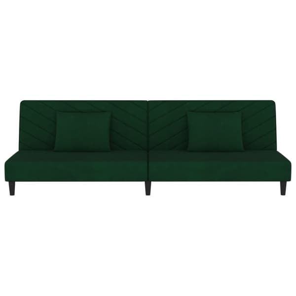 vidaXL 2-personers sovesofa med 2 puder fløjl mørkegrøn