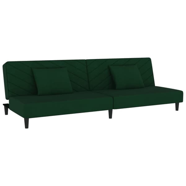 vidaXL 2-personers sovesofa med 2 puder fløjl mørkegrøn