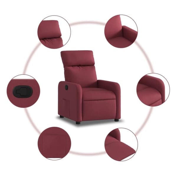 vidaXL Reclinerfåtölj vinröd tyg