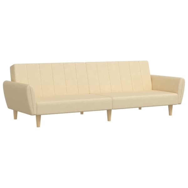 vidaXL Bäddsoffa 2-sits gräddvit tyg