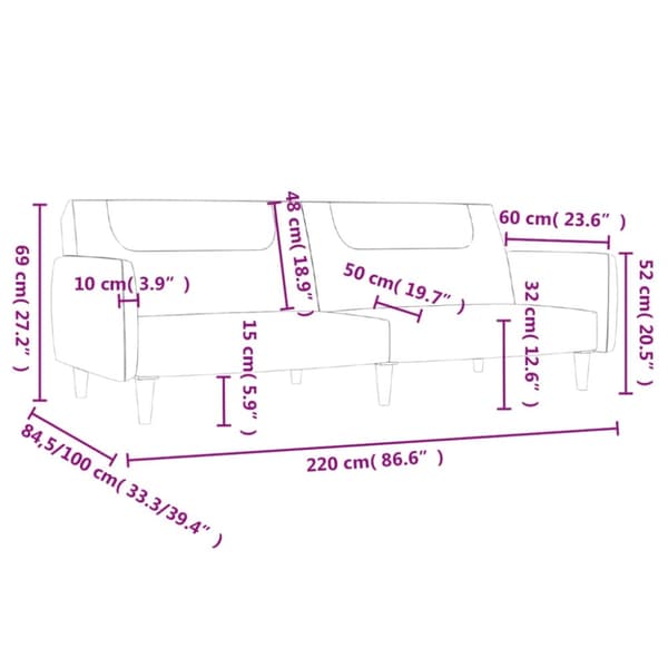 vidaXL Bäddsoffa 2-sits taupe tyg