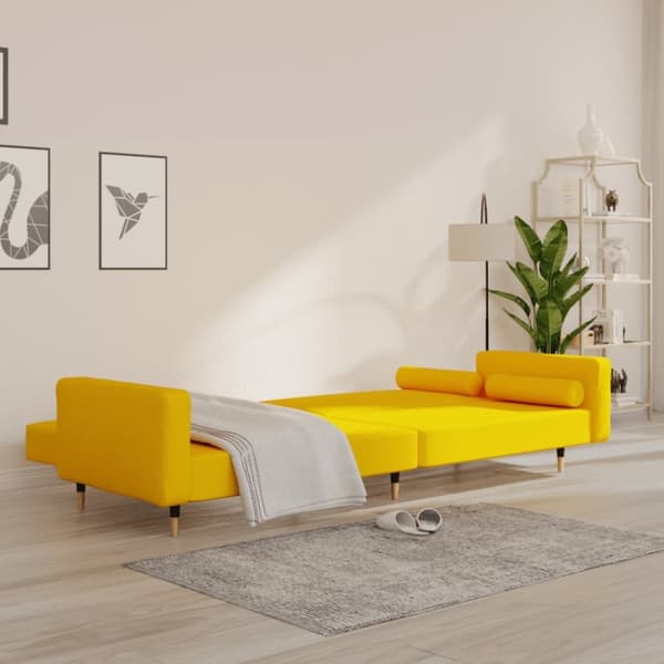 vidaXL 2-personers sovesofa med 2 puder fløjl gul