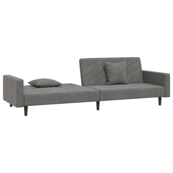 vidaXL Bäddsoffa 2-sits med två kuddar mörkgrå sammet