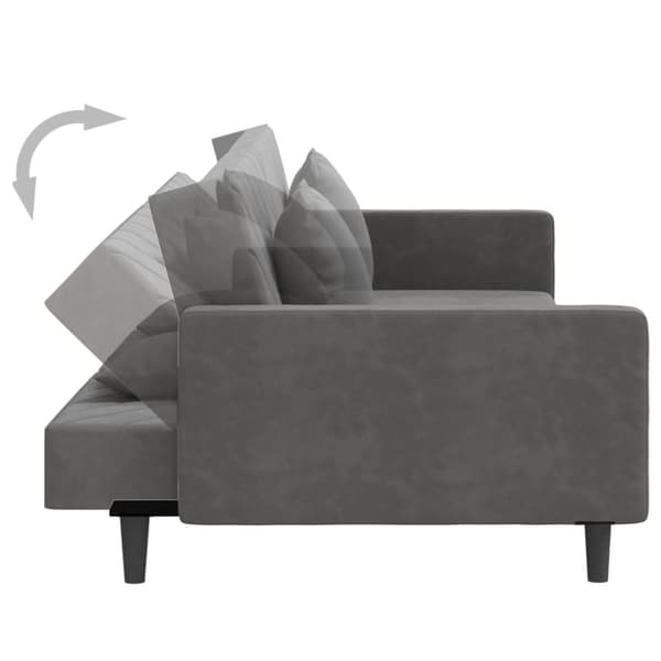 vidaXL Bäddsoffa 2-sits med två kuddar mörkgrå sammet