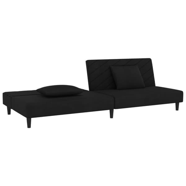 vidaXL Bäddsoffa 2-sits med två kuddar svart sammet