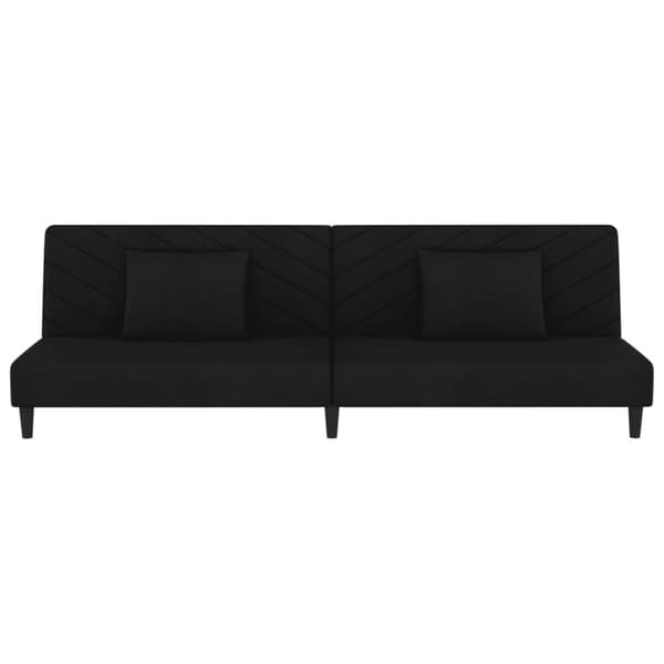 vidaXL Bäddsoffa 2-sits med två kuddar svart sammet