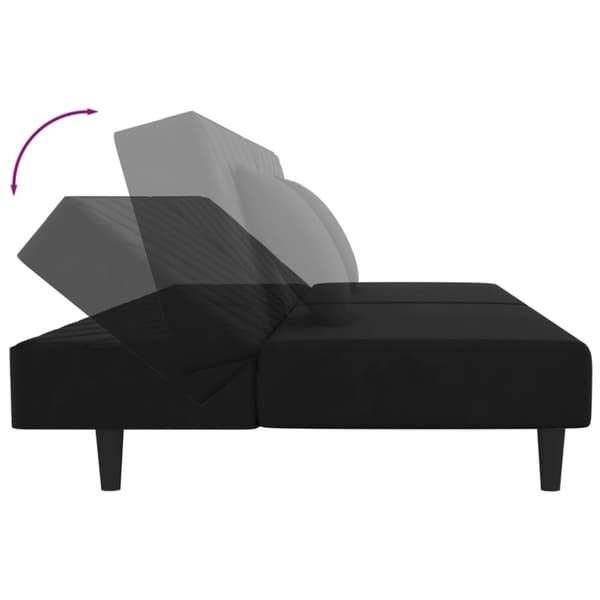 vidaXL Bäddsoffa 2-sits med två kuddar svart sammet