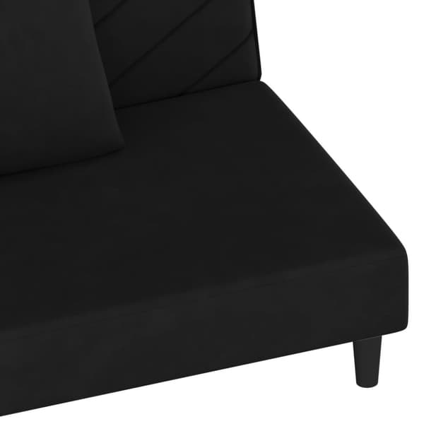 vidaXL Bäddsoffa 2-sits med två kuddar svart sammet