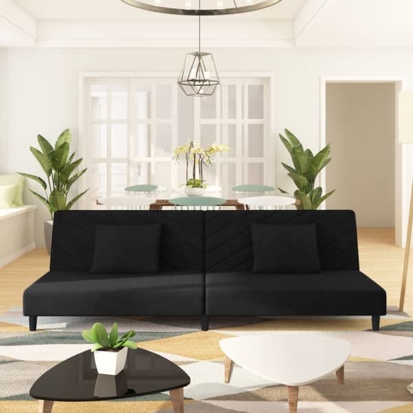 vidaXL 2-personers sovesofa med 2 puder fløjl sort