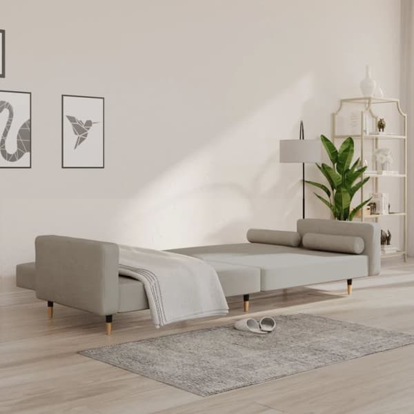 vidaXL 2-personers sovesofa med 2 puder velour lysegrå