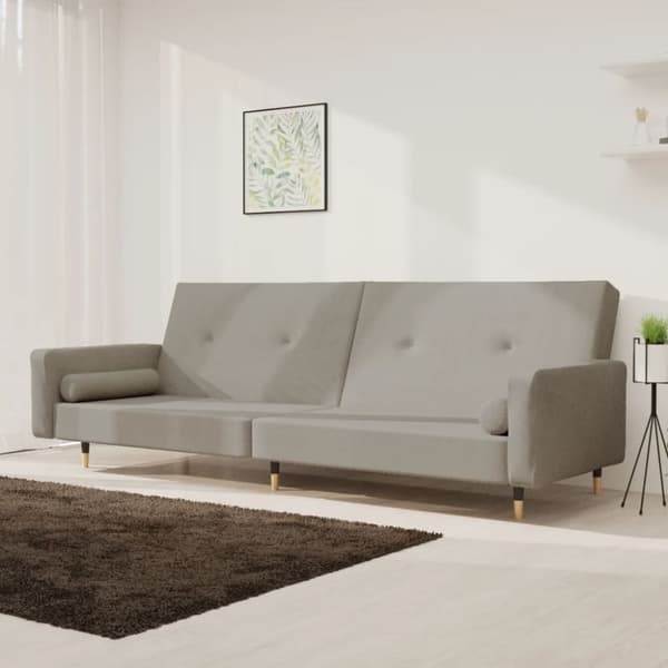 vidaXL 2-personers sovesofa med 2 puder velour lysegrå