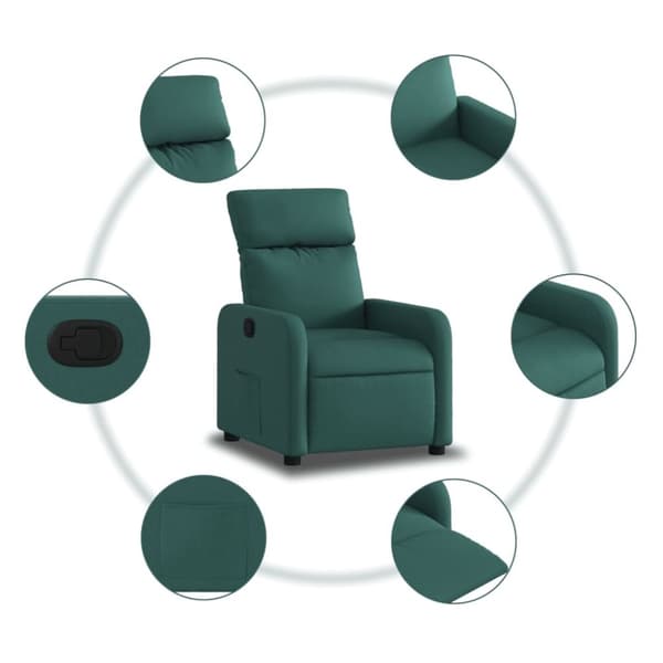 vidaXL Reclinerfåtölj mörkgrön tyg