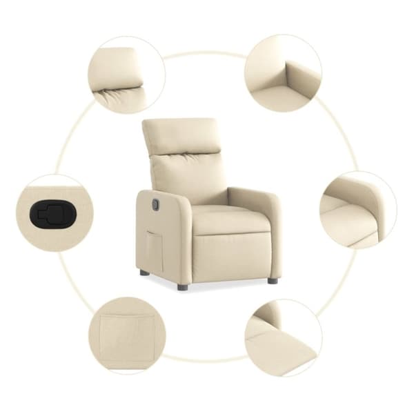 vidaXL Reclinerfåtölj gräddvit tyg