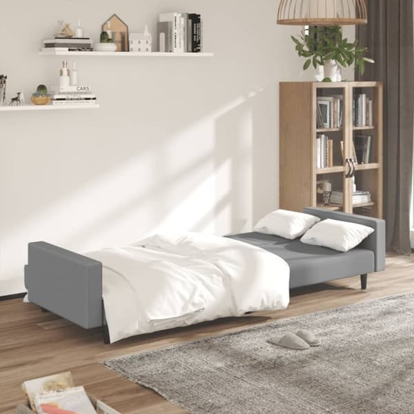 vidaXL Bäddsoffa 2-sits ljusgrå sammet