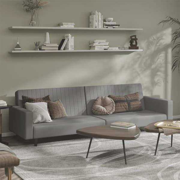 vidaXL Bäddsoffa 2-sits ljusgrå sammet