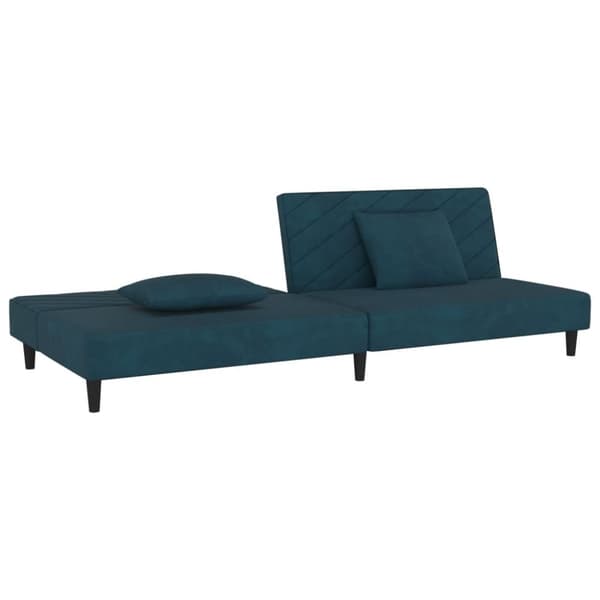vidaXL Bäddsoffa 2-sits med två kuddar blå sammet