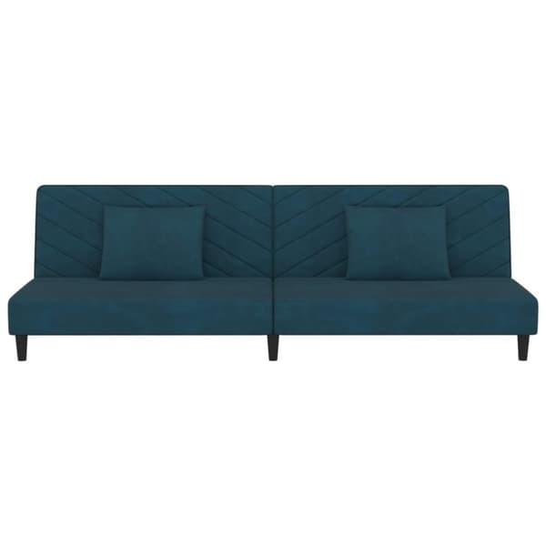 vidaXL Bäddsoffa 2-sits med två kuddar blå sammet