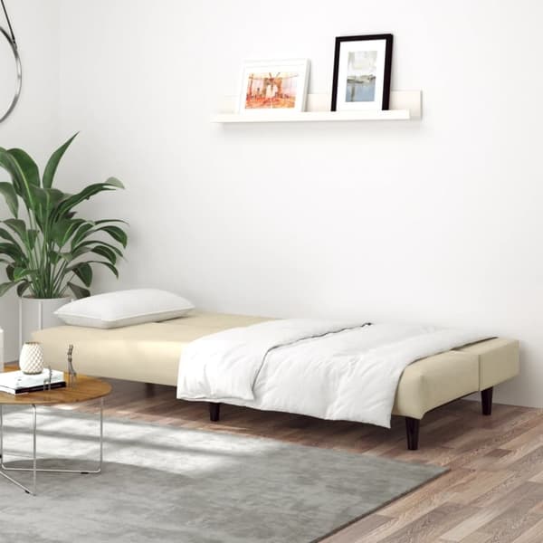vidaXL Bäddsoffa 2-sits gräddvit sammet