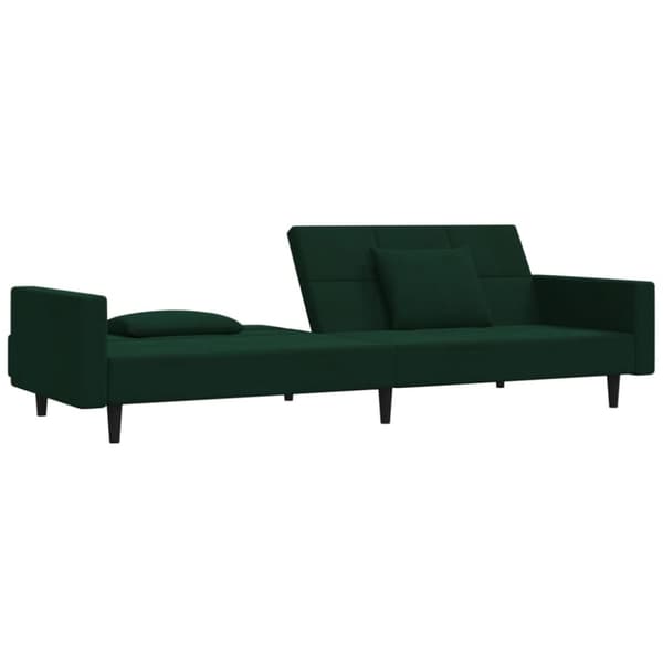 vidaXL Bäddsoffa 2-sits med två kuddar mörkgrön sammet