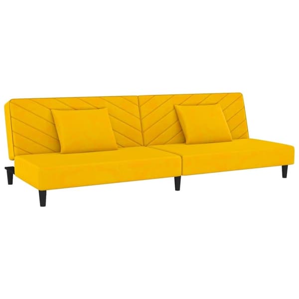 vidaXL 2-personers sovesofa med 2 puder fløjl gul