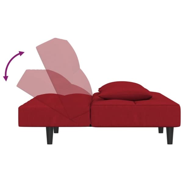 vidaXL 2-personers sovesofa med 2 puder fløjl vinrød