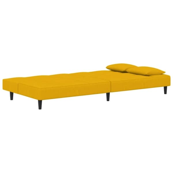 vidaXL Bäddsoffa 2-sits med två kuddar gul sammet