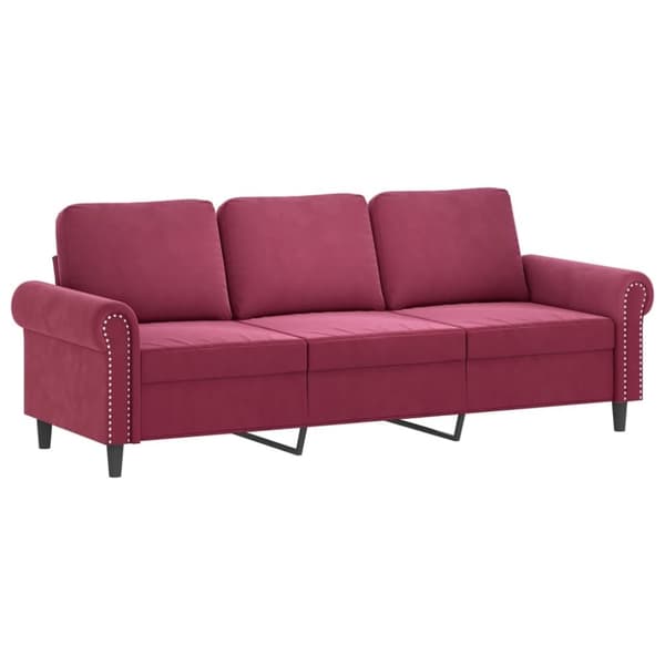 vidaXL 3-personers sofa med pyntepuder 180 cm velour vinrød