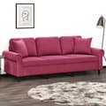 Miniatyrbillede 1 af 8: vidaXL 3-personers sofa med pyntepuder 180 cm velour vinrød