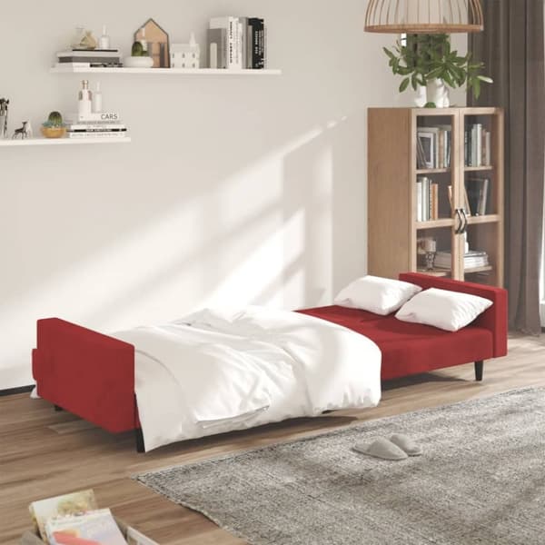 vidaXL 2-personers sovesofa fløjl vinrød