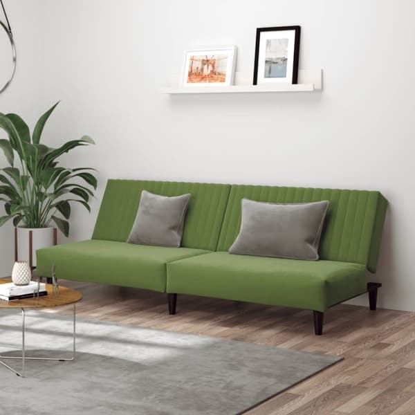 vidaXL Bäddsoffa 2-sits ljusgrön sammet