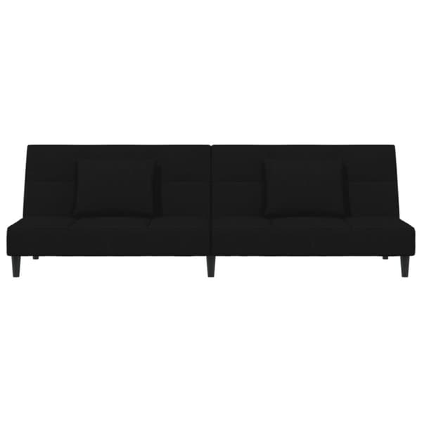 vidaXL Bäddsoffa 2-sits med två kuddar svart sammet