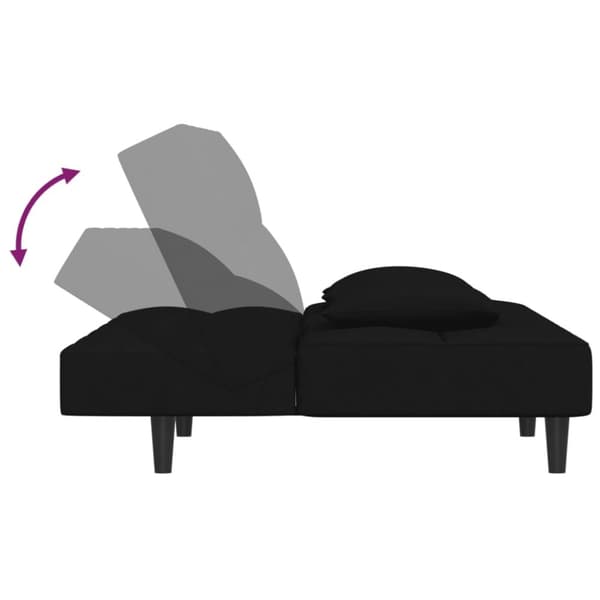 vidaXL Bäddsoffa 2-sits med två kuddar svart sammet