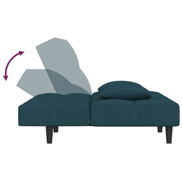 vidaXL Bäddsoffa 2-sits med två kuddar blå sammet