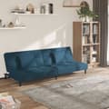 Miniatyrbild 11 av 11: vidaXL Bäddsoffa 2-sits med två kuddar blå sammet