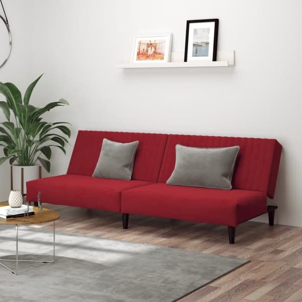 vidaXL 2-personers sovesofa fløjl vinrød