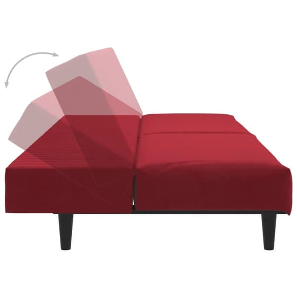 vidaXL Bäddsoffa 2-sits vinröd sammet