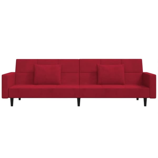 vidaXL 2-personers sovesofa med 2 puder fløjl vinrød