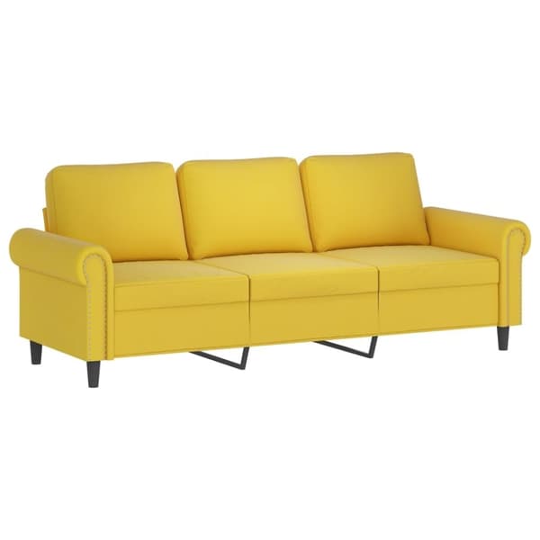 vidaXL 3-personers sofa med pyntepuder 180 cm velour gul