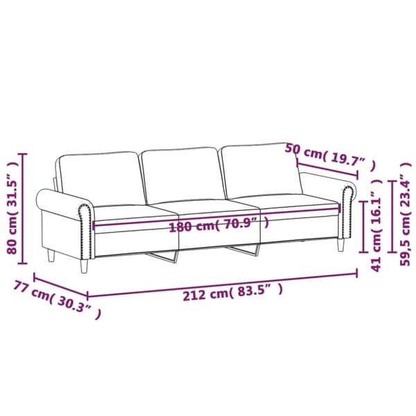 vidaXL 3-personers sofa 180 cm fløjl brun